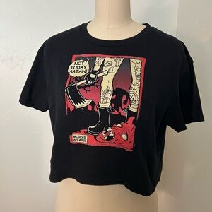 Black Graphic Crop Top